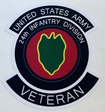 US Army 24th Infantry Division Veteran Sticker Waterproof New D6