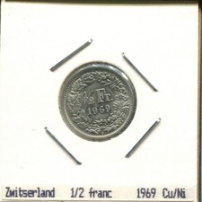 1/2 FRANC 1969 SWITZERLAND Coin #AS487U