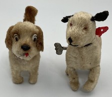 Pair Of Working Vintage Japanese Wind Up Dogs Both Work 