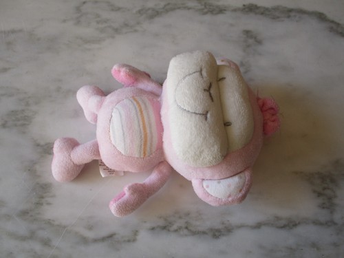 The Children's Place Pink Monkey Plush 7.5" Polka Dots /Stripes /Rattle Sound - Picture 3 of 4