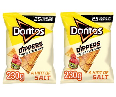 Doritos Dippers Hint OF Salt Tortilla Chips Sharing Bag Crisps 230g PACK OF 2