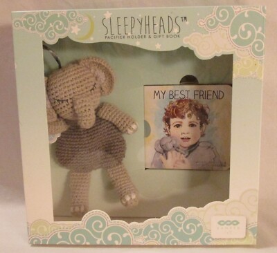 Sleepyheads Little Elephant Paci Holder & My Best Friend Board Book Gift Set NEW