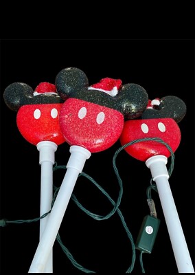 Disney magic holiday Mickey Mouse color motion set of three pathway lights