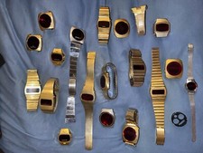 KONVOLUT 1970 70er VINTAGE LED ARMBANDUHREN GRUEN PHASAR Etc DIGITALUHREN SELTEN