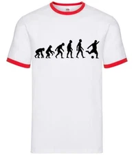Evolution of Man Football - Mens Ringer - Footie Team Soccer Player Premiership