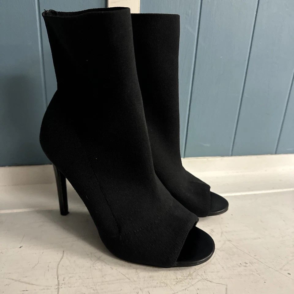 Botas STEVE MADDEN NEGRAS Tacón Punta Abierta TALLA 8 Elásticas Botines Tacones Foto 3 de 4