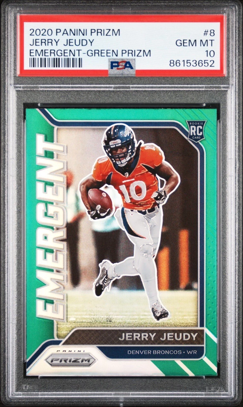 Jerry Jeudy Panini Prizm Emergent #8 Green Prizm