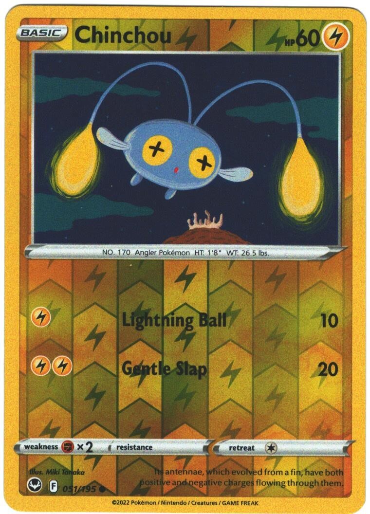 Chinchou 51/195 Silver Tempest Reverse Holo Common Pokémon TCG