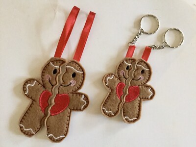 Handarbeit Valentinstag hängend oder Schlüsselanhänger Dekoration Lebkuchen Lebkuchenmann