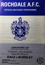 ROCHDALE 0 V BURNLEY 0, on the 17th AUGUST 1982 IN THE LANCASHIRE MANX CUP