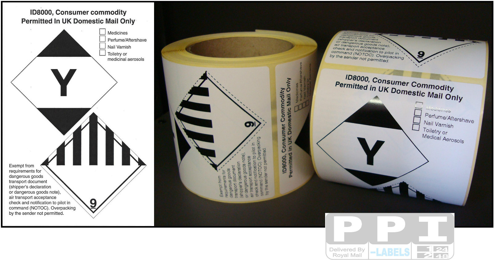 ID8000 Royal Mail Consumer Commodity Class 9 DGR Dangerous Goods Labels