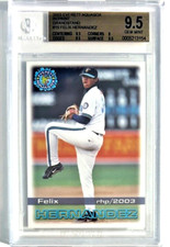 2003 Grandstand Everett AquaSox Felix Hernandez 2nd Print BGS 9.5 1st MiLB card!