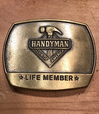 HANDYMAN CLUB OF AMERICA  LIFE MEMBER  1996 MAN'S BELT BUCKLE - HAMMER TOOL
