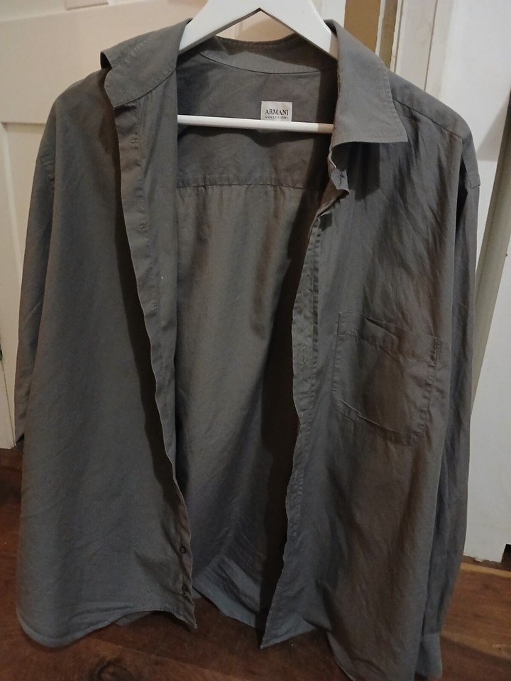 Emporio Armani Mens Grey Button Down Collar Shirt Medium 43/17 eBay