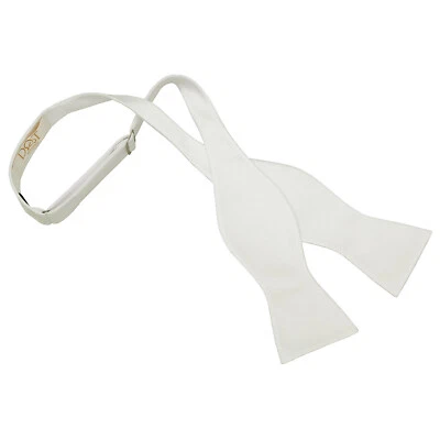White Mens Self Tie Bow Tie Woven Plain Solid Check Formal Bowtie by DQT