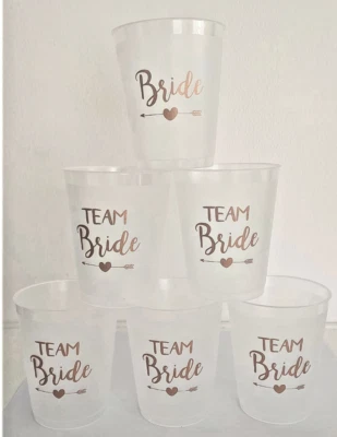 Hen Party Cups: Bachelorette Party Team Bride Plastic Drinking Cups