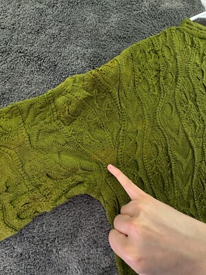 COOGI Basics Australia Sweater Solid Green 3D Knit XL Cotton