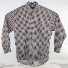 VTG 90s Chaps Ralph Lauren Mens Large Button Down All Over Print Long Tail Shirt