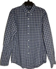 Vtg Polo Ralph Lauren Large Custom Fit Button Down Blue Plaid Casual Preppy 90s