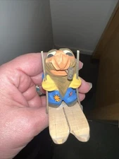 Vintage Troll Skiing Pipe Smoking WoodenHand Carved In Norway Souvenir Preowned
