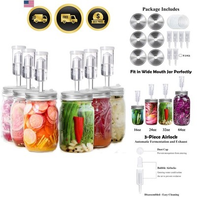 Fermentation Lids, 6 Set Fermentation Kit for Wide Mouth Jars, 6 Stainless St...