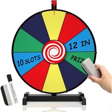 12 inches Spinning Prize Wheel With 10 Slots Tabletop Stand Spinner Spin Games