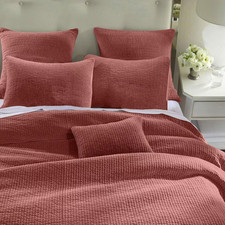HiEnd Stonewashed Cotton Velvet Salmon 3 Piece Quilt Set New