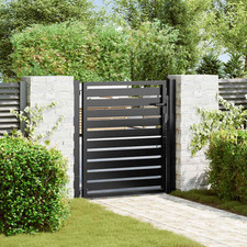 Garden Gate Black Aluminium 100x141cm Lockable Panel 81x100cm With Lock &posts.