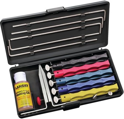 Deluxe Knife Sharpening System: 5-Stone Ceramic Knife Sharpener Kit with Honi...