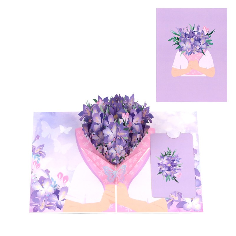 Orchids in Hand 3D Pop Up Greeting Card - Mother's Day Birthday Anniversary