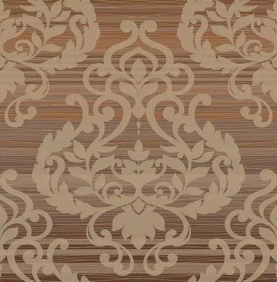 A classic floral forms a damask for this luxurious wallpaper.  natural tones