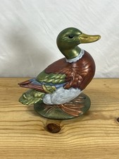 Vintage Hand Painted Ceramic Mallard Duck Figurine. From 1979.
