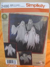 SIMPLICITY COSTUMES PATTERN 2486 HALLOWEEN GHOST  GHOULS. TEENS TO ADULT.