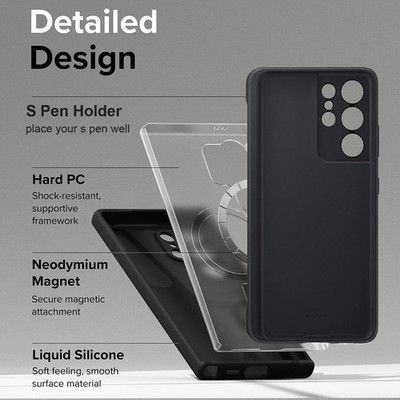 for Galaxy S21 Ultra Case with S Pen Holder, Strong Magnetic with