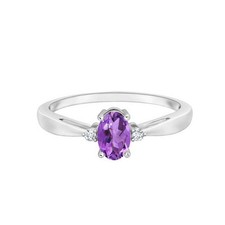 0.50 CTW Tapered Shank Oval Amethyst Gemstone Solitaire Ring 925 Sterling Silver