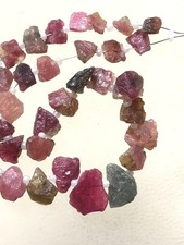 Multi Tourmaline Nugget Beads: Rough Gemstone Chips, 8 Inch Strand