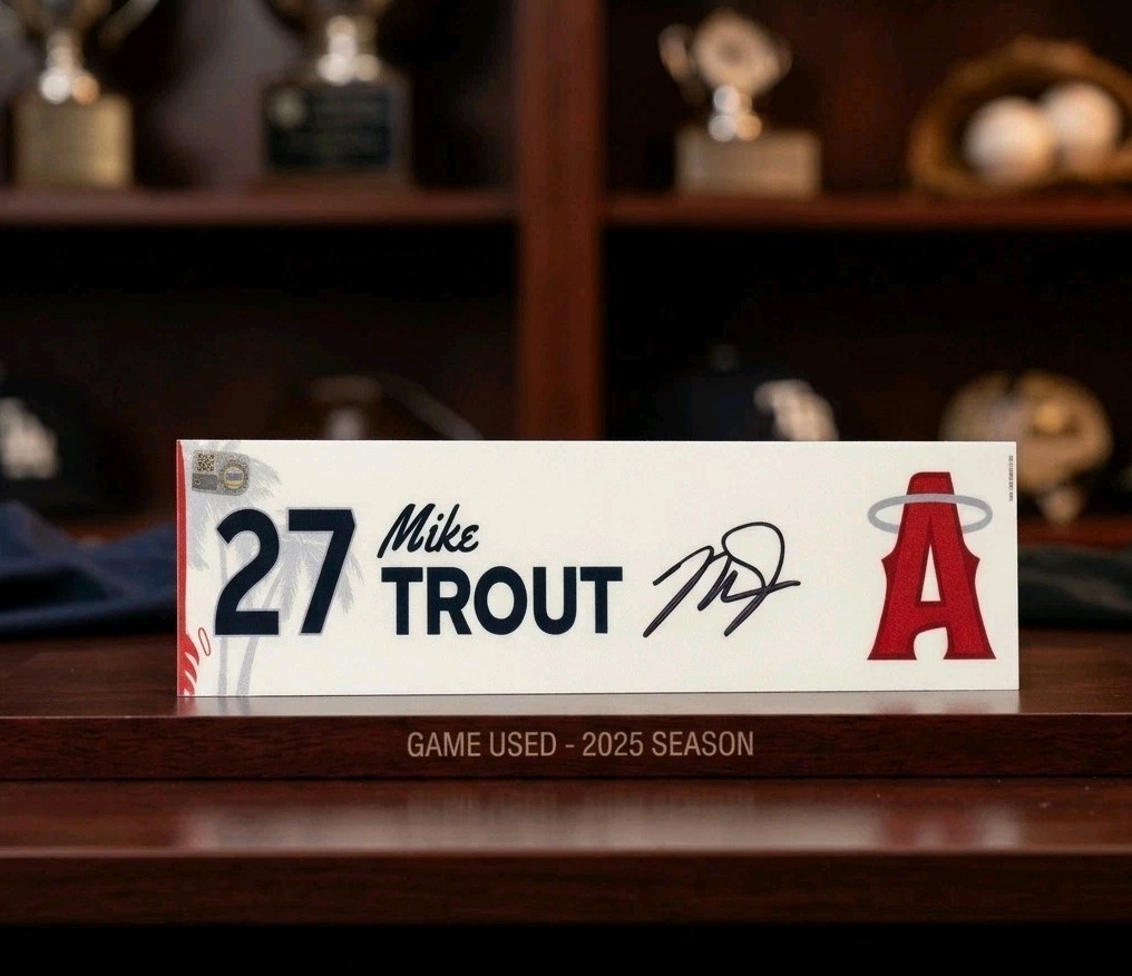 Mike Trout Signed Autographed Auto Game Used Locker Tag MLB Authenticated Holo