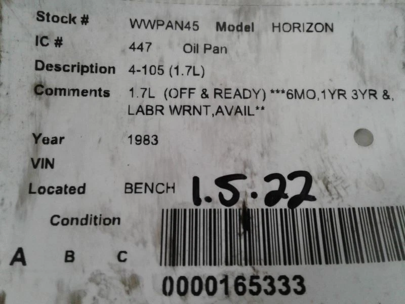 Oil Pan 4-105 1.7L Fits 78-83 HORIZON 1502541 - Image 4 of 4