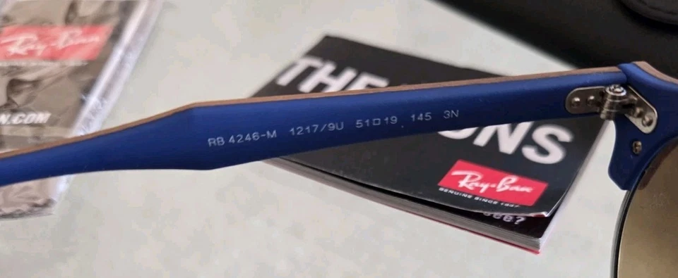 RARO NUEVO Genuino RAY-BAN CLUBMASTER MADERA Plata Espejo Gafas de Sol RB4246M 12179U Foto 4 de 4