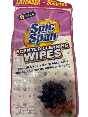 Spic & Span 6pc Scented Cleaning Wipes reusable LAVENDER SCENTED Read