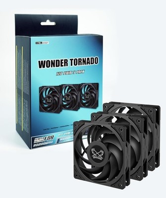 Scythe Wonder Tornado 120 PWN Case Fan, 120mm x 25mm, (2000RPM Black, 3)