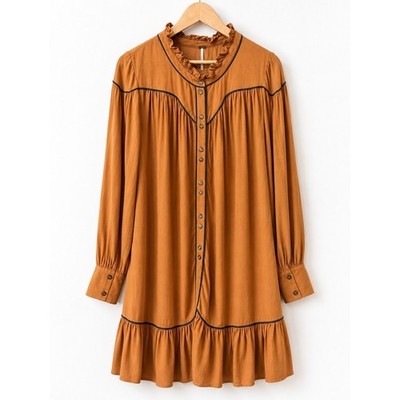 Free People Luck Of The Draw Western Mini Dress Womens S Boho Button No Belt