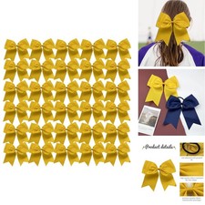 YWAOAIJD 30PCS 8" Large Gold Cheer Bows Hair Bows Ponytail Holder Handmade