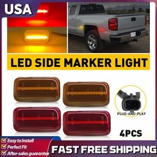 4PCS Amber/Red LED Side Marker Signals Light For 2015-2023 GMC Sierra Dually Bed