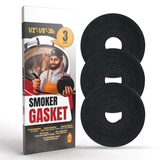 XXL 30 FT Grill Gasket for Smokers - Black 1/2’’ x 1/8’’ Hi Temp Seal Smoker ...
