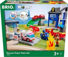 BRIO World 36025 Wooden Rescue Team Rail Set Train Toy Complete 44 Pieces Age 3 