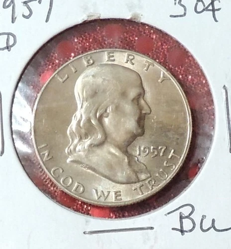 1957-D Silver Benjamin Franklin Half Dollar -  Gem  BU ** Very Nice Coin.