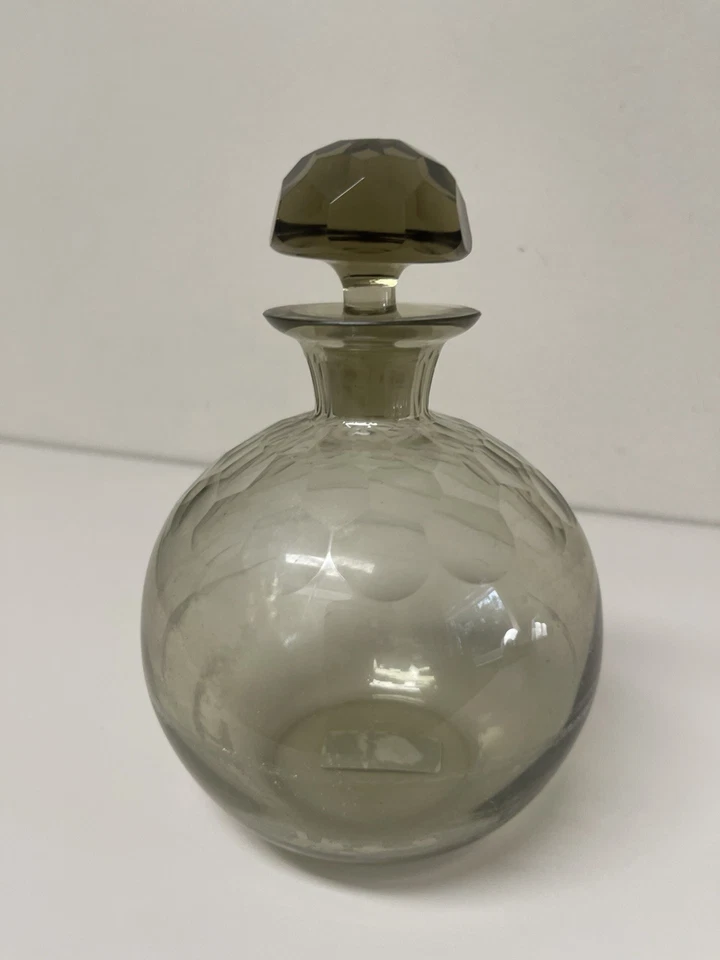 MID CENTURY - Rauchglas Likörkaraffe Kugelform mit Facettenschliff  - 1960 er - Bild 4 von 4