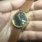 Working Vintage Seiko Day/Date Mens Watch 7N43-8A99 Gold Tone 35mm Brown Fit 7.5