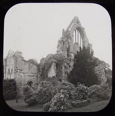 Glas magische Laterne Dia DRYBURGH ABBEY RUINEN UM 1890 VIKTORIANISCHES FOTO. SCHOTTLAND